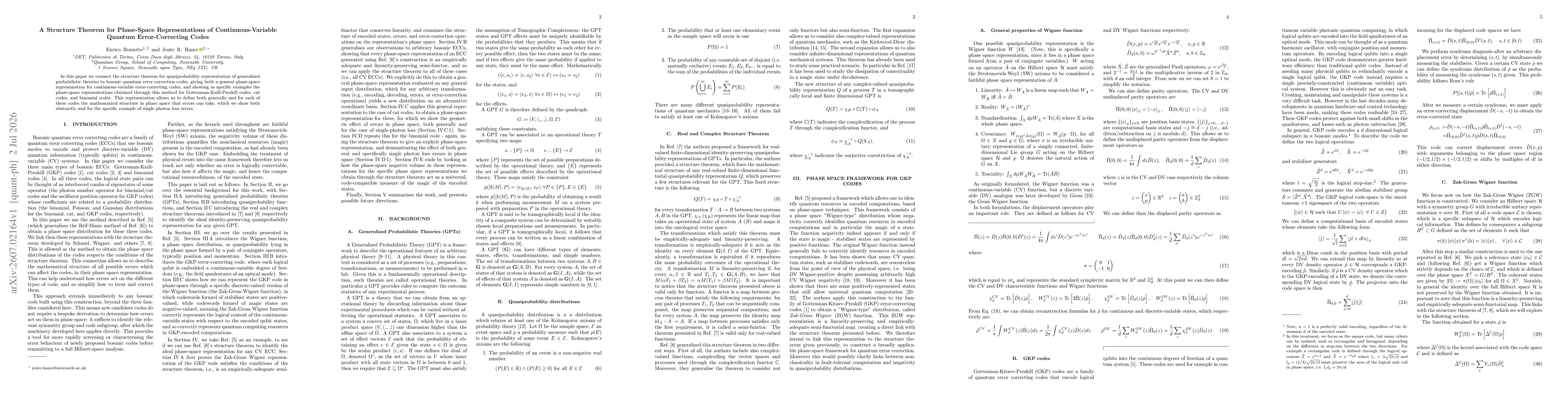 Thumbnail for A Structure Theorem for Phase-Space Representations of Continuous-Variable Quantum Error-Correcting Codes