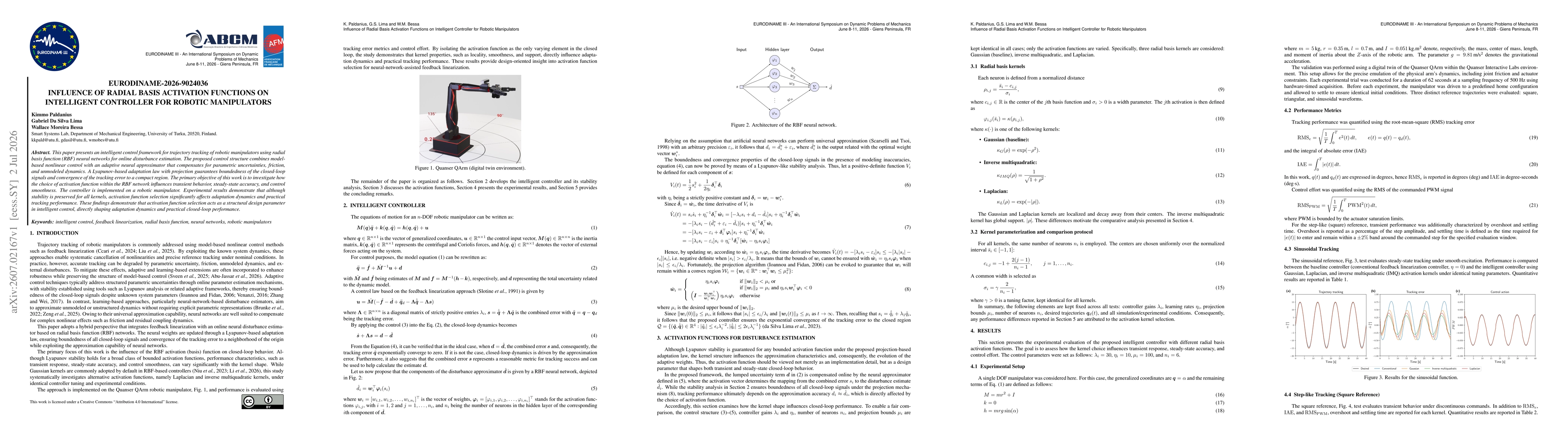 Thumbnail for Influence of Radial Basis Activation Functions on Intelligent Controller for Robotic Manipulators