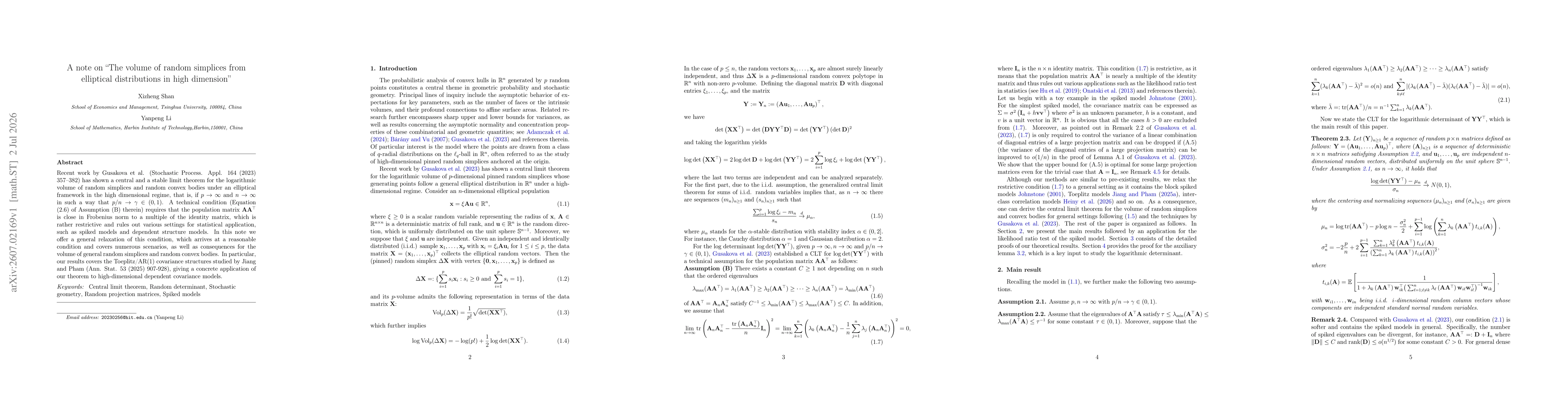 Thumbnail for A note on "The volume of random simplices from elliptical distributions in high dimension"