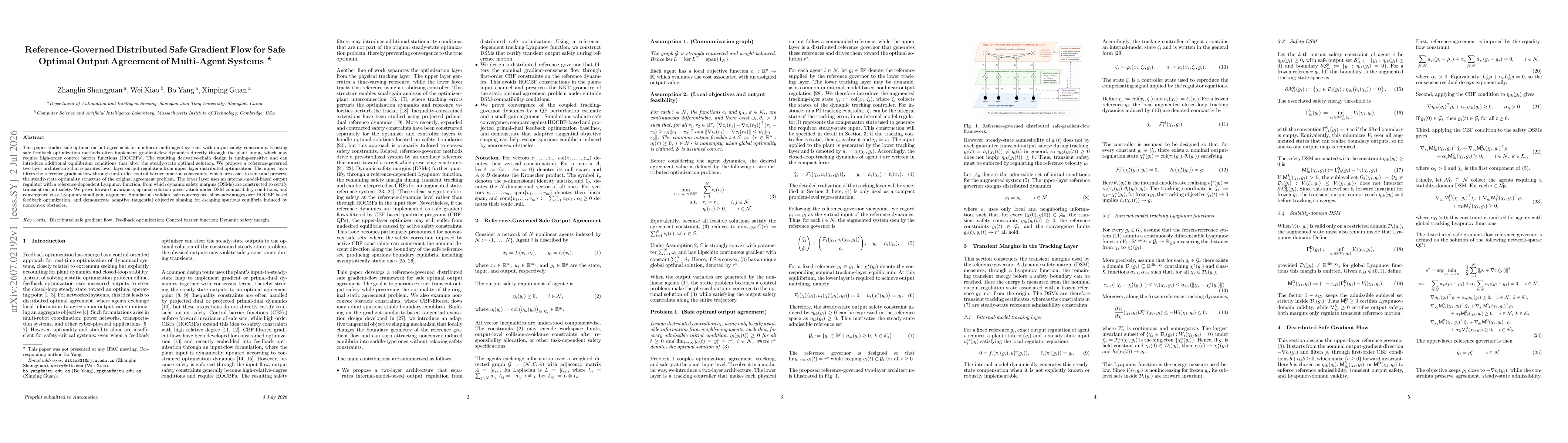 Thumbnail for Reference-Governed Distributed Safe Gradient Flow for Safe Optimal Output Agreement of Multi-Agent Systems