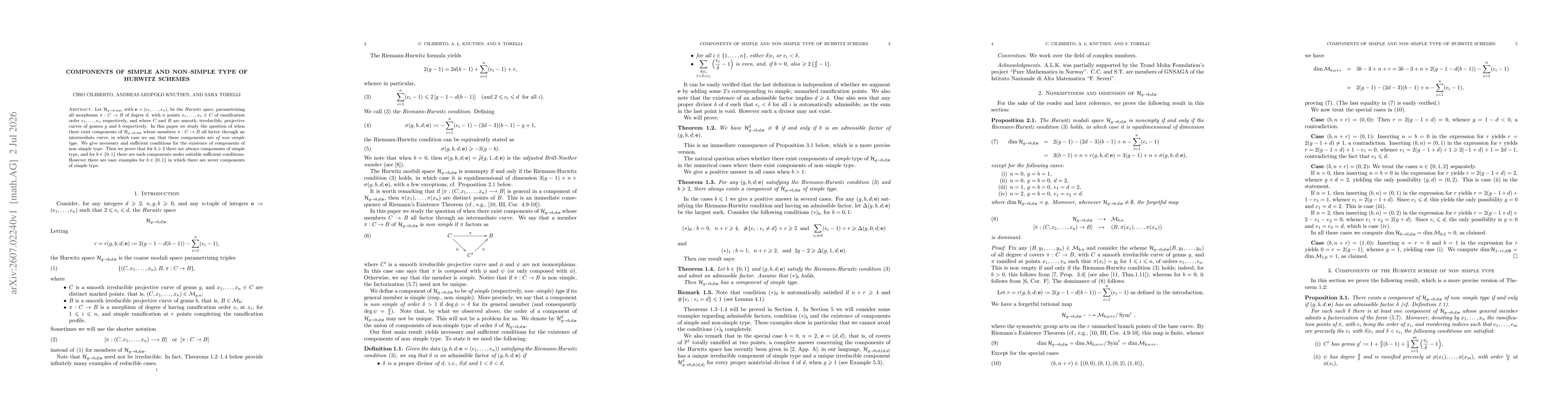 Thumbnail for Components of simple and non--simple type of Hurwitz schemes