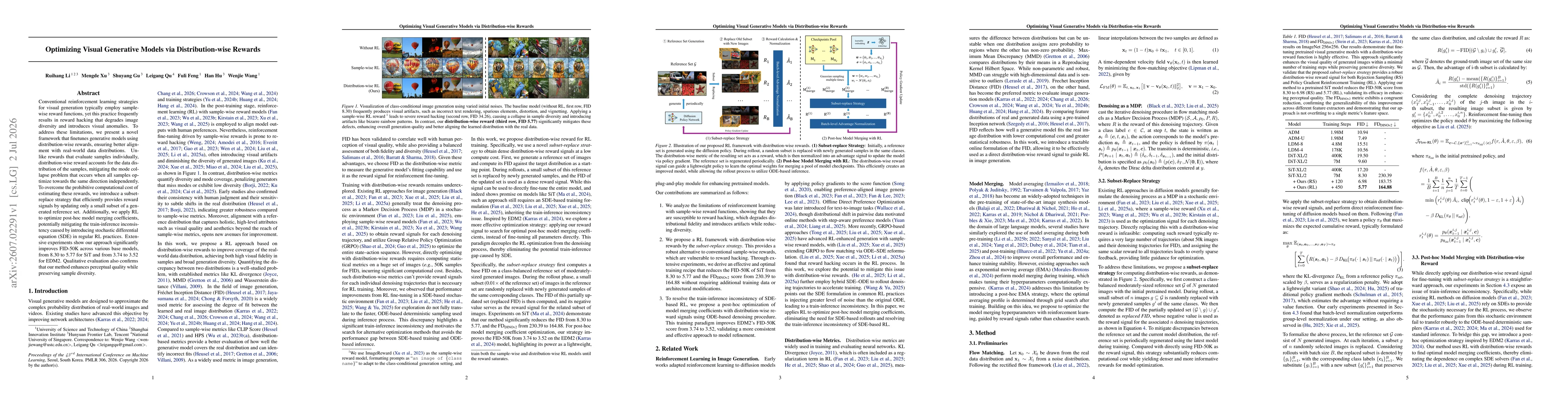 Thumbnail for Optimizing Visual Generative Models via Distribution-wise Rewards