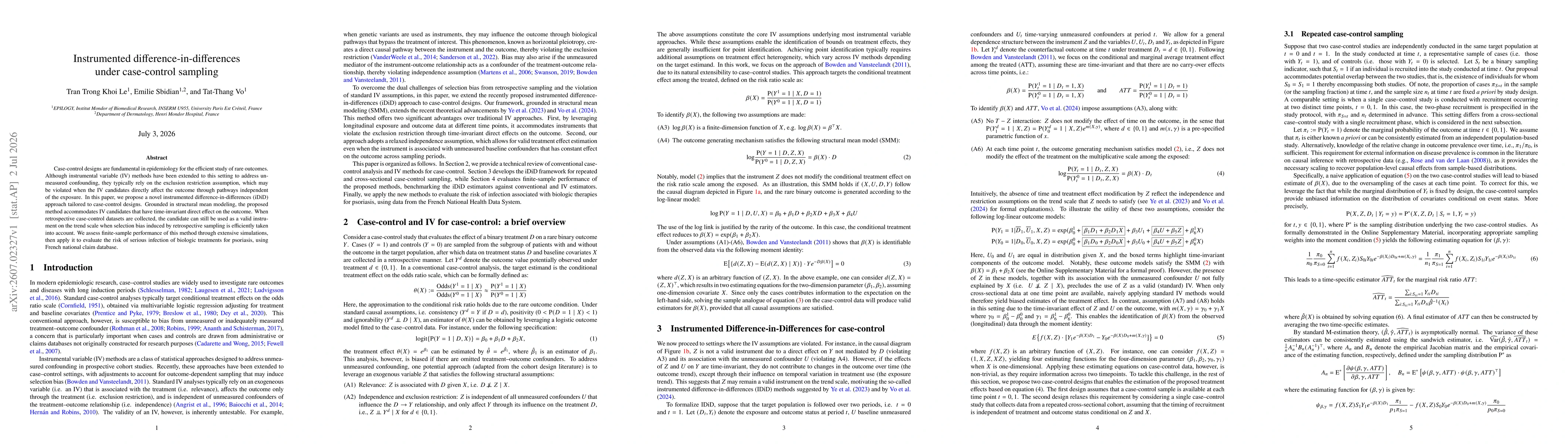 Thumbnail for Instrumented difference-in-differences under case-control sampling