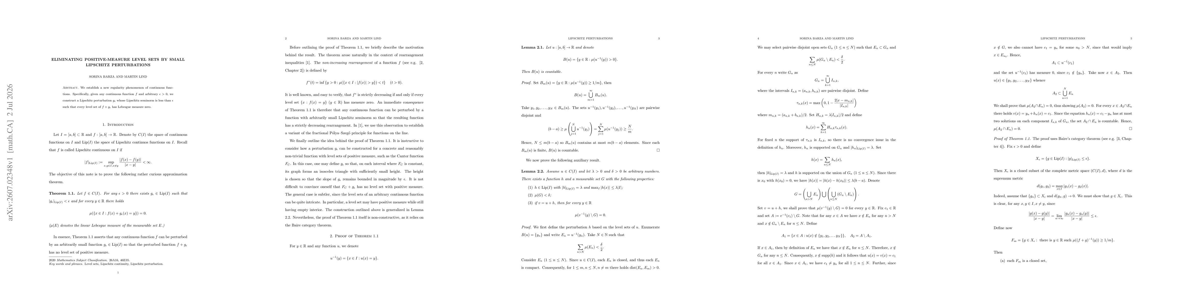 Thumbnail for Eliminating positive-measure level sets by small Lipschitz perturbations