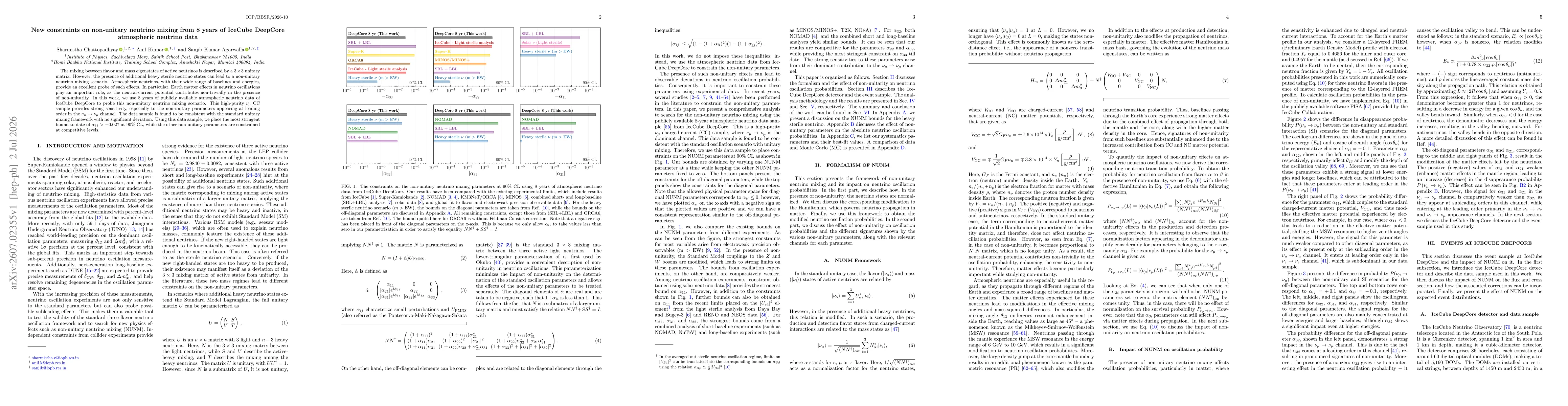 Thumbnail for New constraints on non-unitary neutrino mixing from 8 years of IceCube DeepCore atmospheric neutrino data