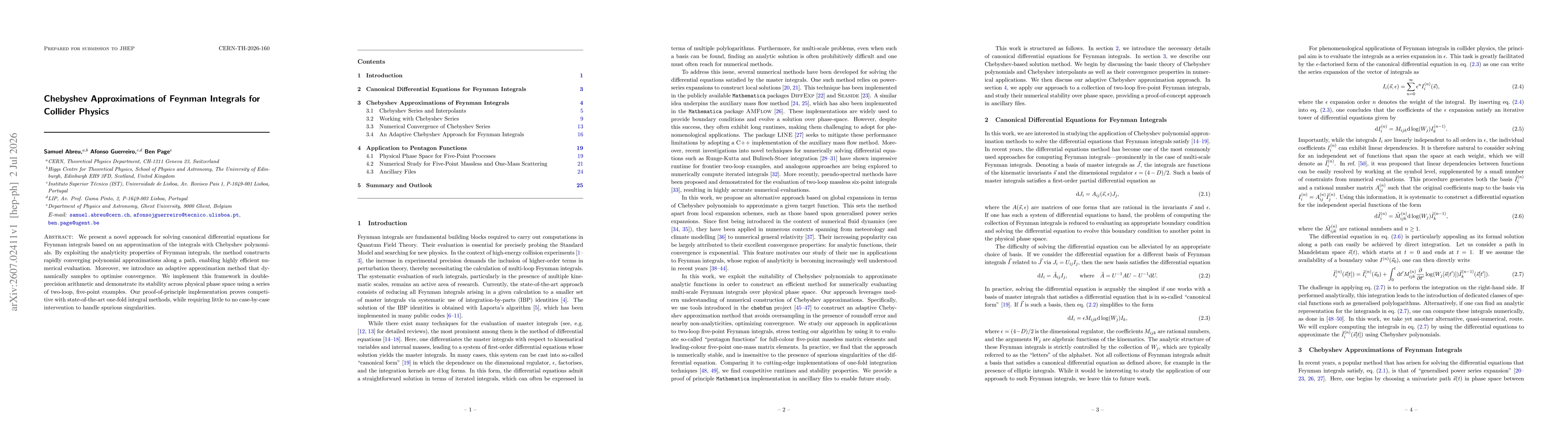 Thumbnail for Chebyshev Approximations of Feynman Integrals for Collider Physics