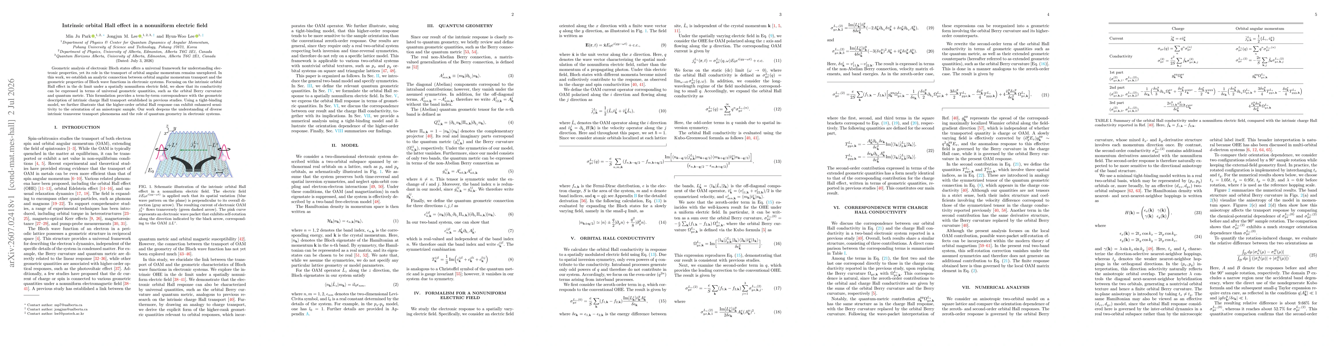 Thumbnail for Intrinsic orbital Hall effect in a nonuniform electric field