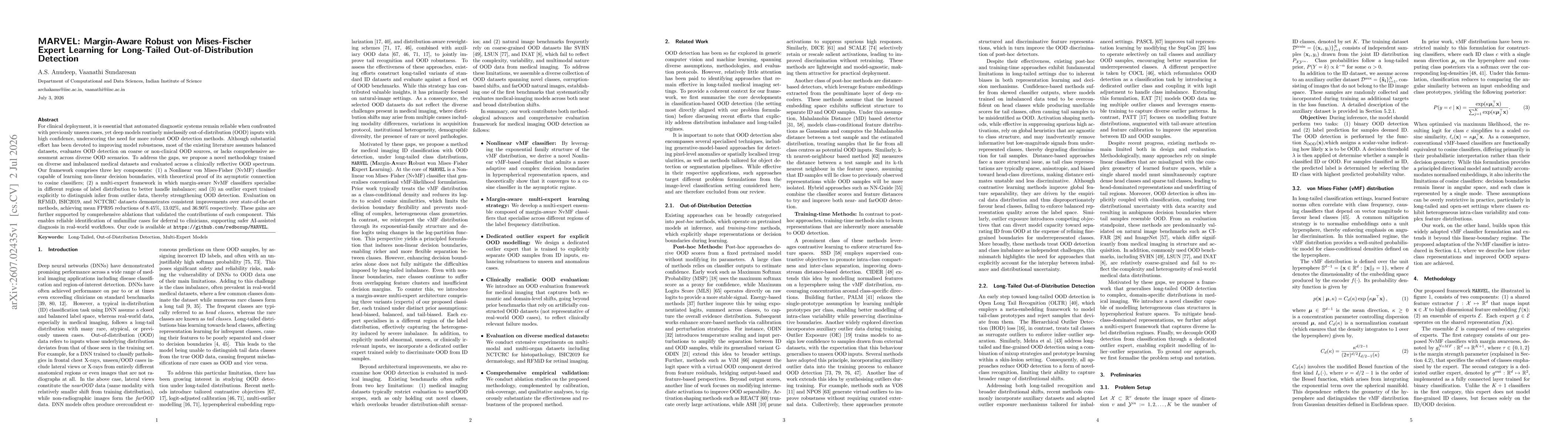 Thumbnail for MARVEL: Margin-Aware Robust von Mises-Fischer Expert Learning for Long-Tailed Out-of-Distribution Detection