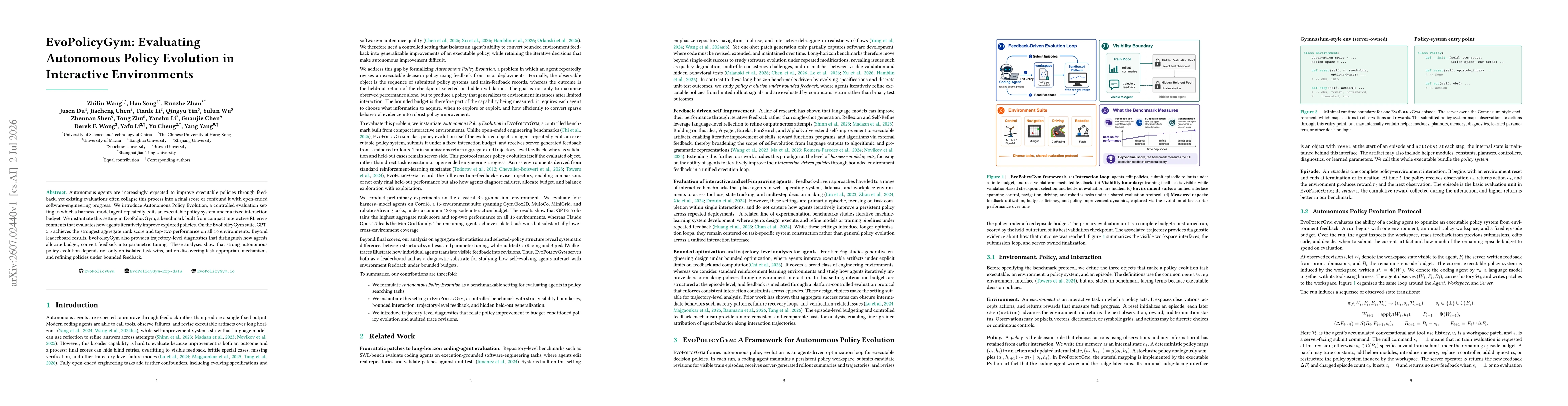 Thumbnail for EvoPolicyGym: Evaluating Autonomous Policy Evolution in Interactive Environments