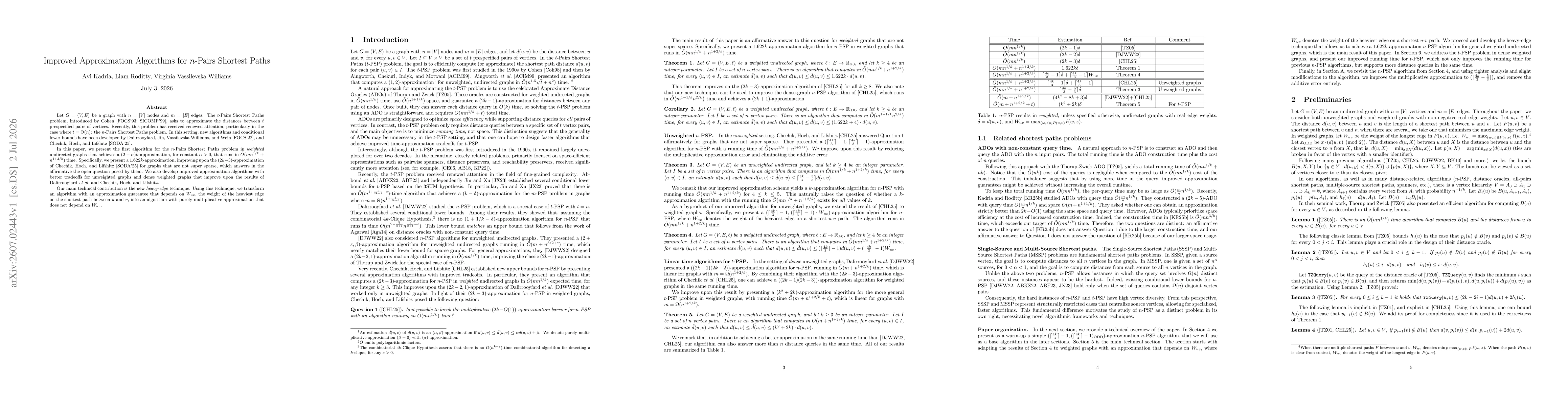 Thumbnail for Improved Approximation Algorithms for n-Pairs Shortest Paths