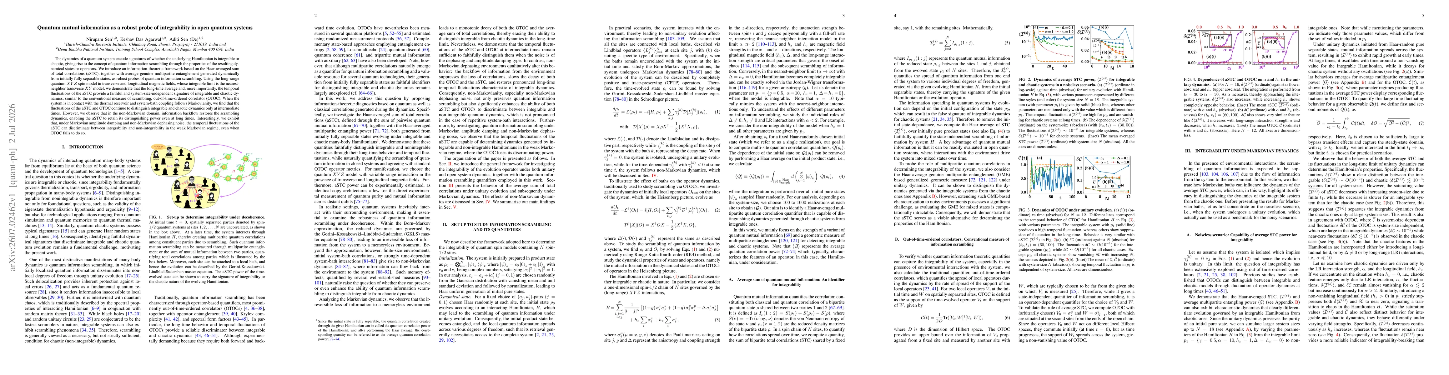 Thumbnail for Quantum mutual information as a robust probe of integrability in open quantum systems