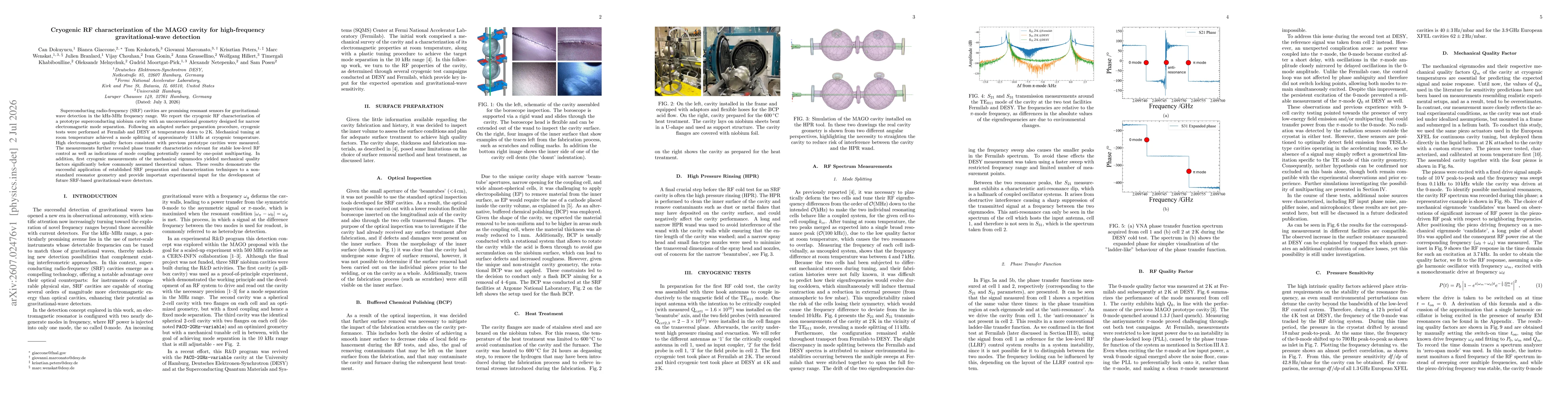 Thumbnail for Cryogenic RF characterization of the MAGO cavity for high-frequency gravitational-wave detection