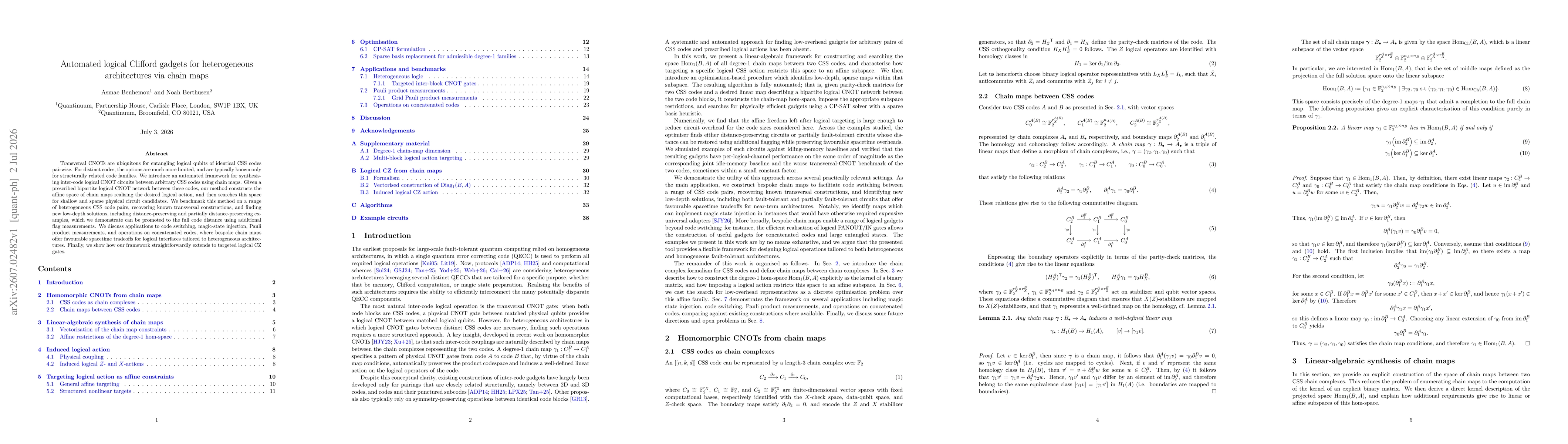 Thumbnail for Automated logical Clifford gadgets for heterogeneous architectures via chain maps