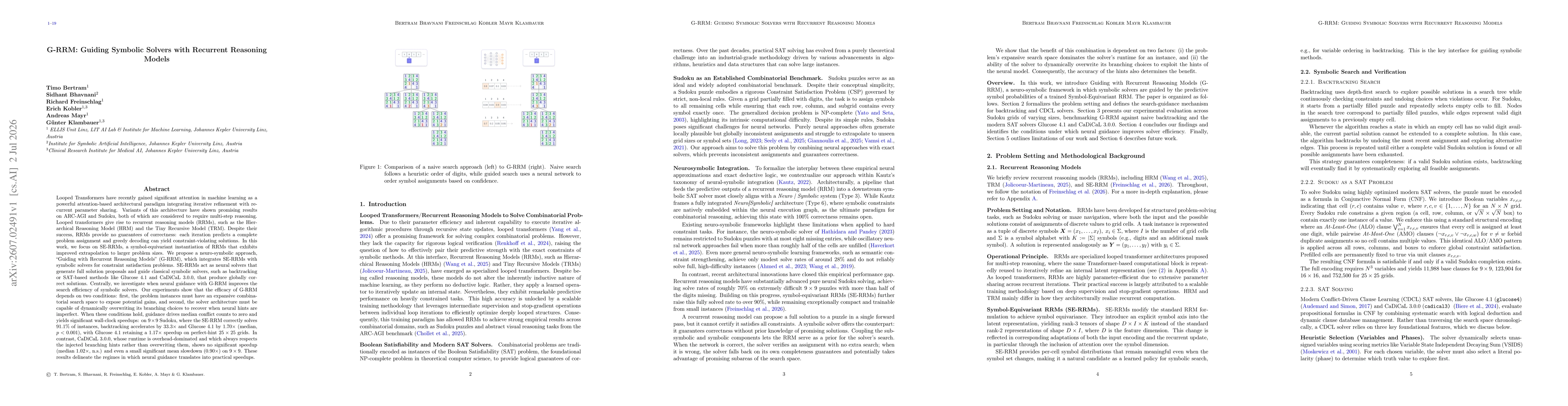 Thumbnail for G-RRM: Guiding Symbolic Solvers with Recurrent Reasoning Models