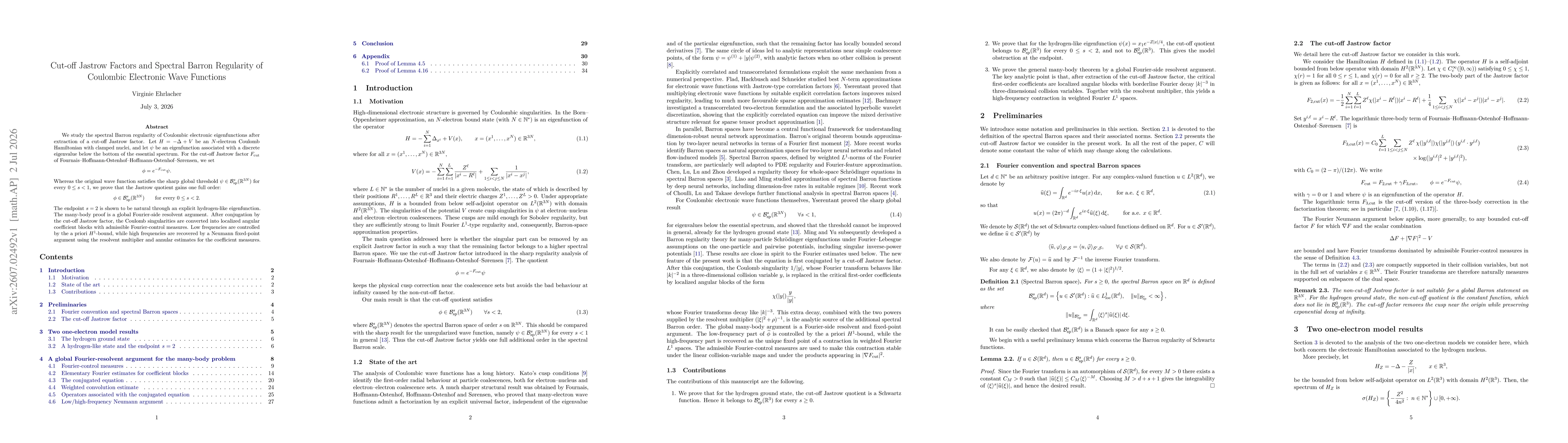Thumbnail for Cut-off Jastrow Factors and Spectral Barron Regularity of Coulombic Electronic Wave Functions