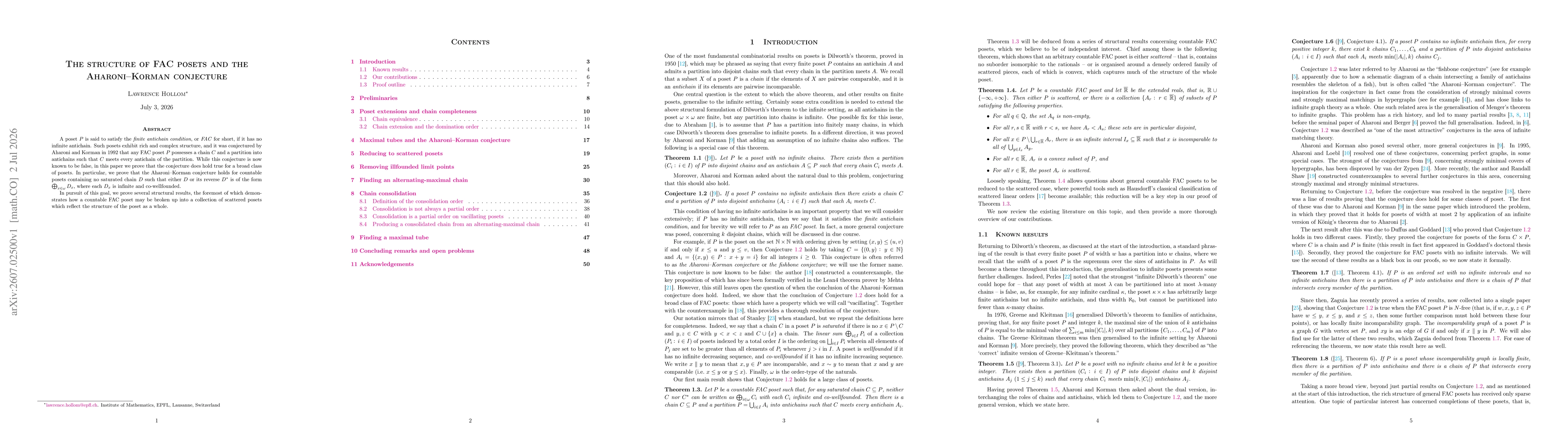 Thumbnail for The structure of FAC posets and the Aharoni--Korman conjecture