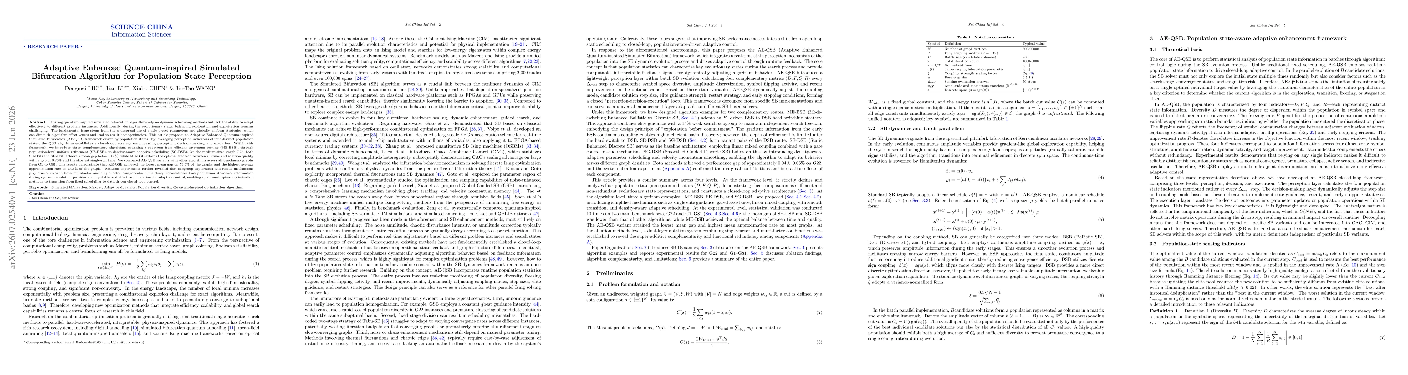 Thumbnail for Adaptive Enhanced Quantum-inspired Simulated Bifurcation Algorithm for Population State Perception