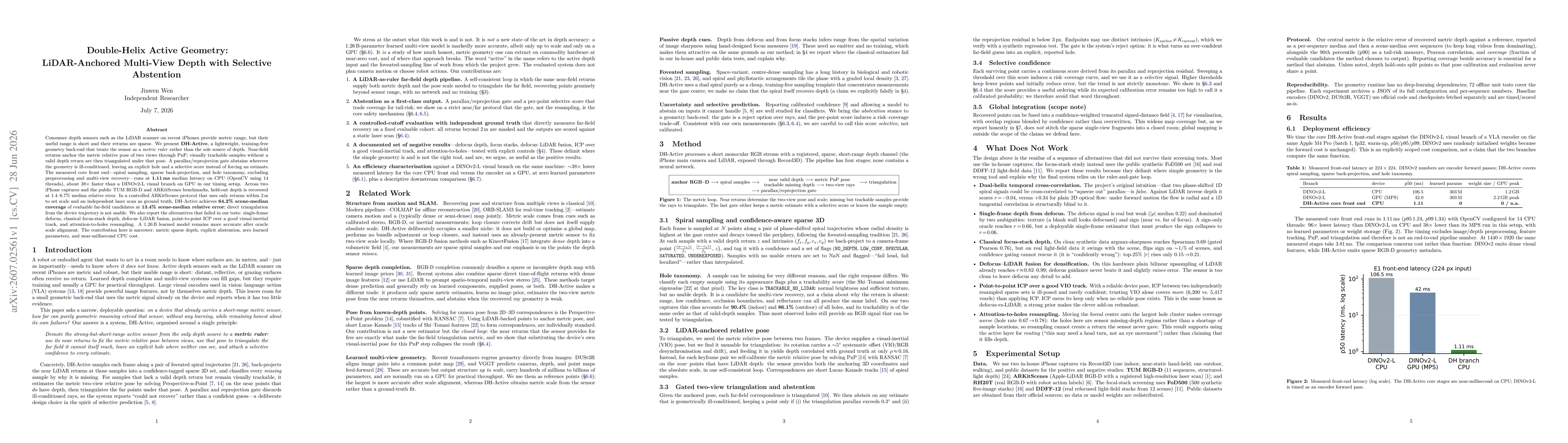 Thumbnail for Double-Helix Active Geometry: LiDAR-Anchored Multi-View Depth with Selective Abstention