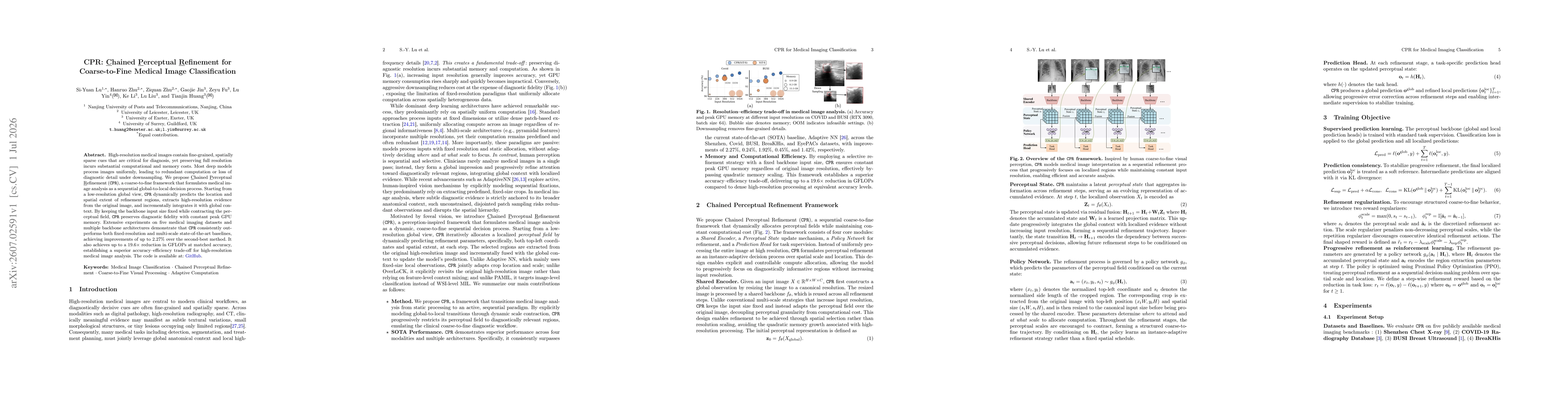 Thumbnail for CPR: Chained Perceptual Refinement for Coarse-to-Fine Medical Image Classification