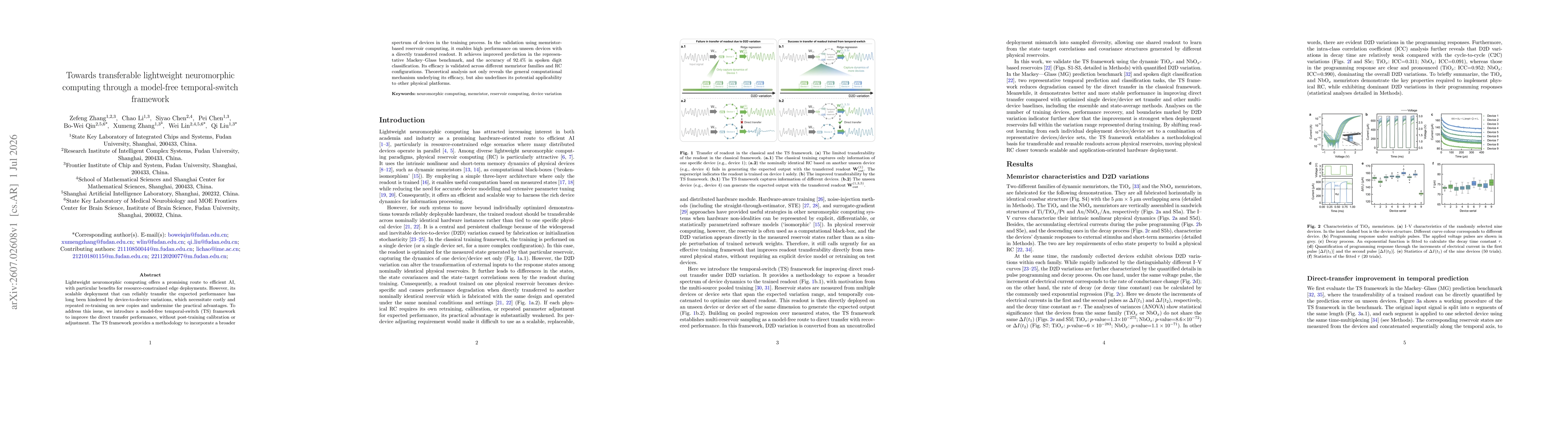 Thumbnail for Towards transferable lightweight neuromorphic computing through a model-free temporal-switch framework