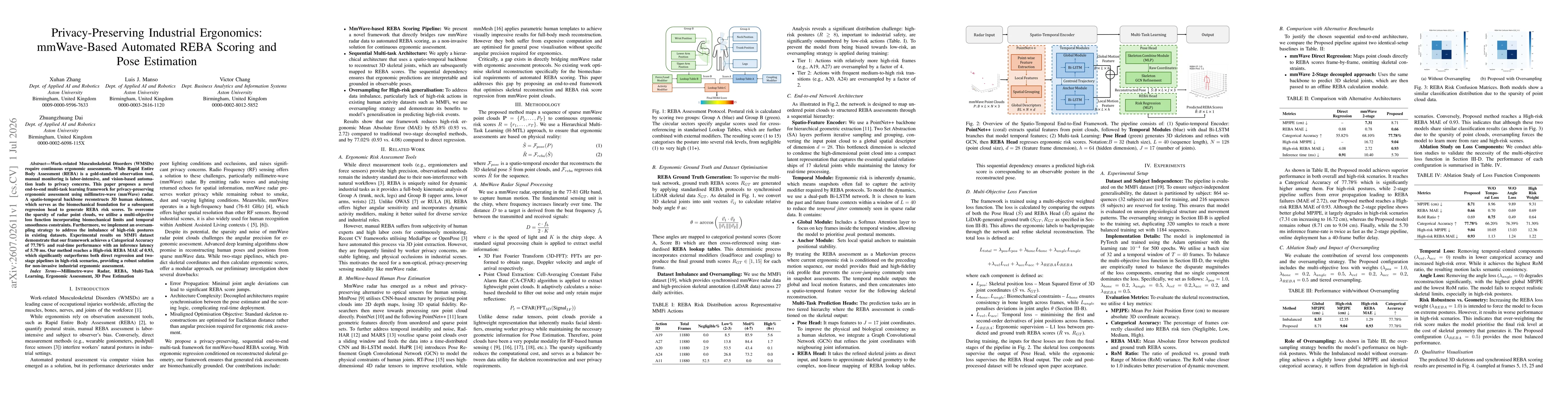 Thumbnail for Privacy-Preserving Industrial Ergonomics: mmWave-Based Automated REBA Scoring and Pose Estimation
