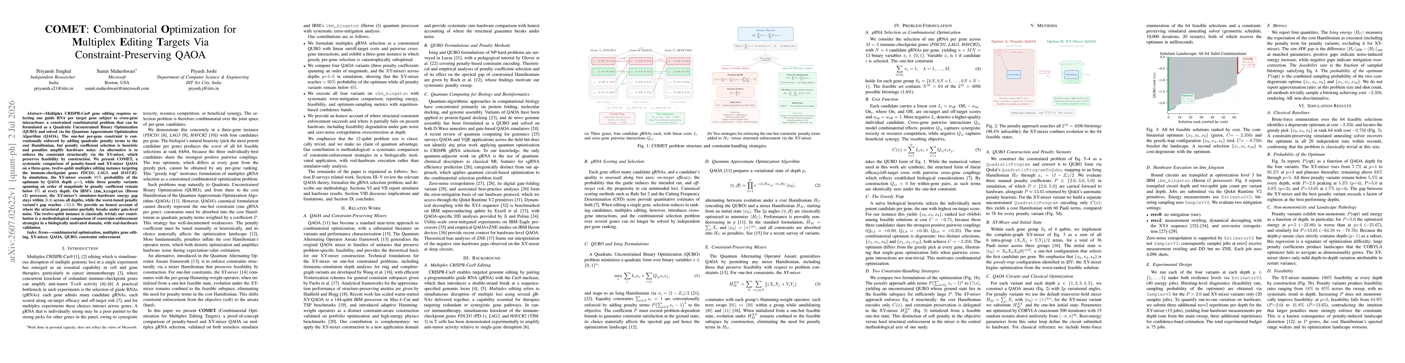 Thumbnail for COMET: Combinatorial Optimization for Multiplex Editing Targets Via Constraint-Preserving QAOA