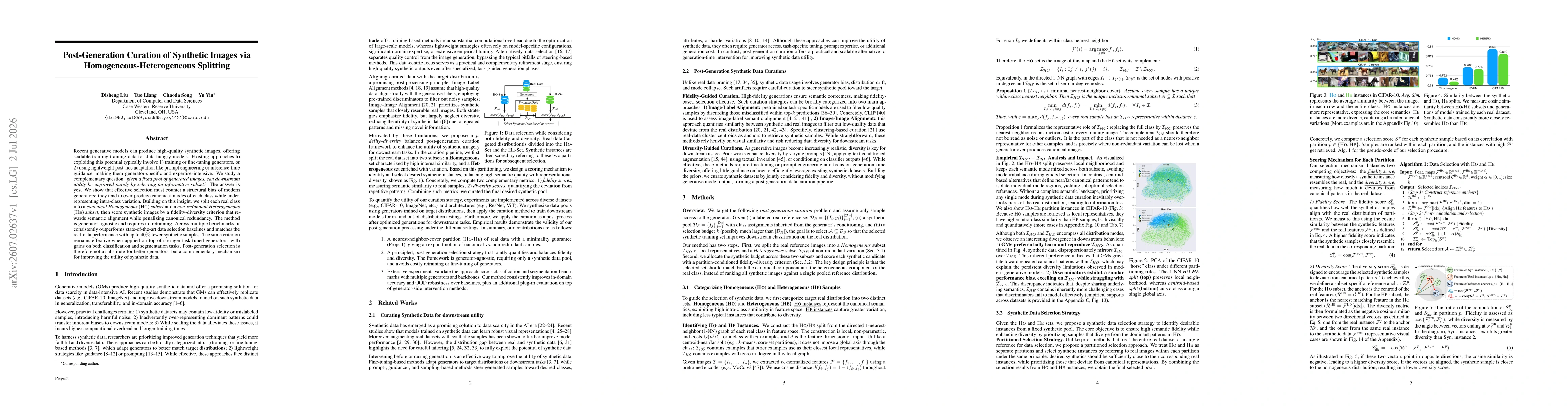 Thumbnail for Post-Generation Curation of Synthetic Images via Homogeneous-Heterogeneous Splitting