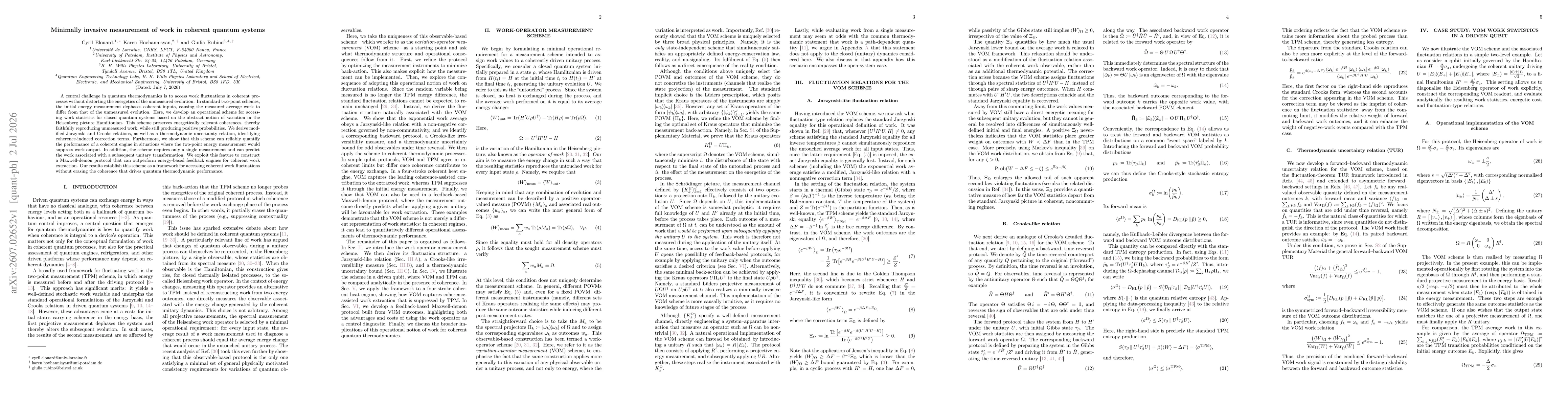 Thumbnail for Minimally invasive measurement of work in coherent quantum systems