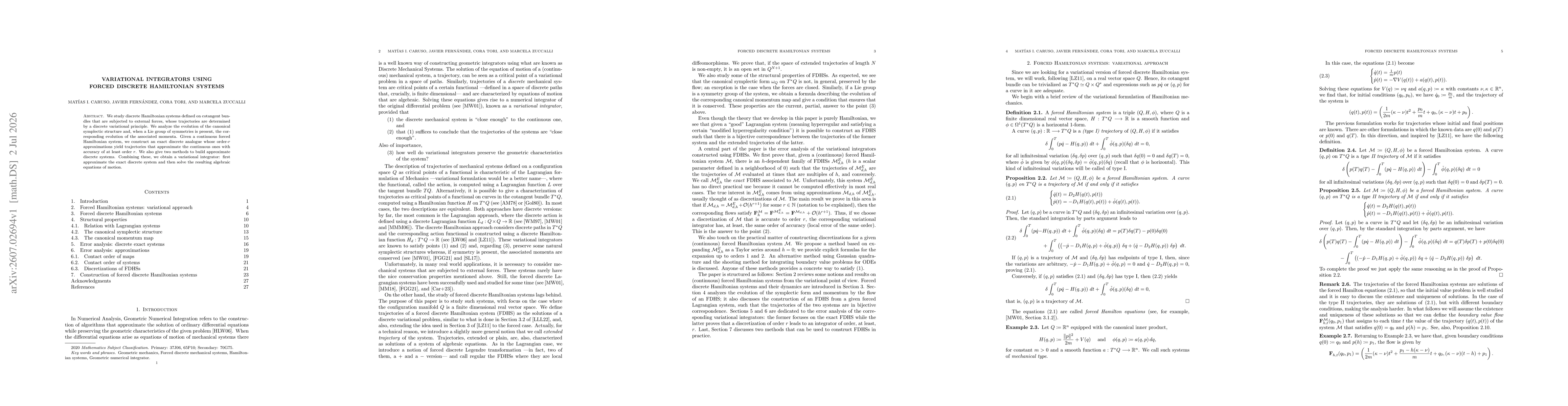 Thumbnail for Variational integrators using forced discrete Hamiltonian systems