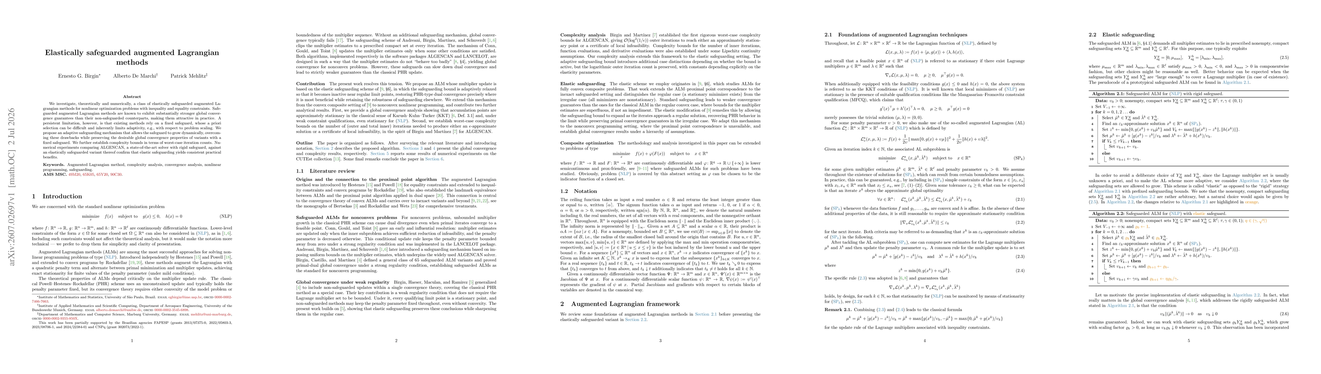 Thumbnail for Elastically safeguarded augmented Lagrangian methods