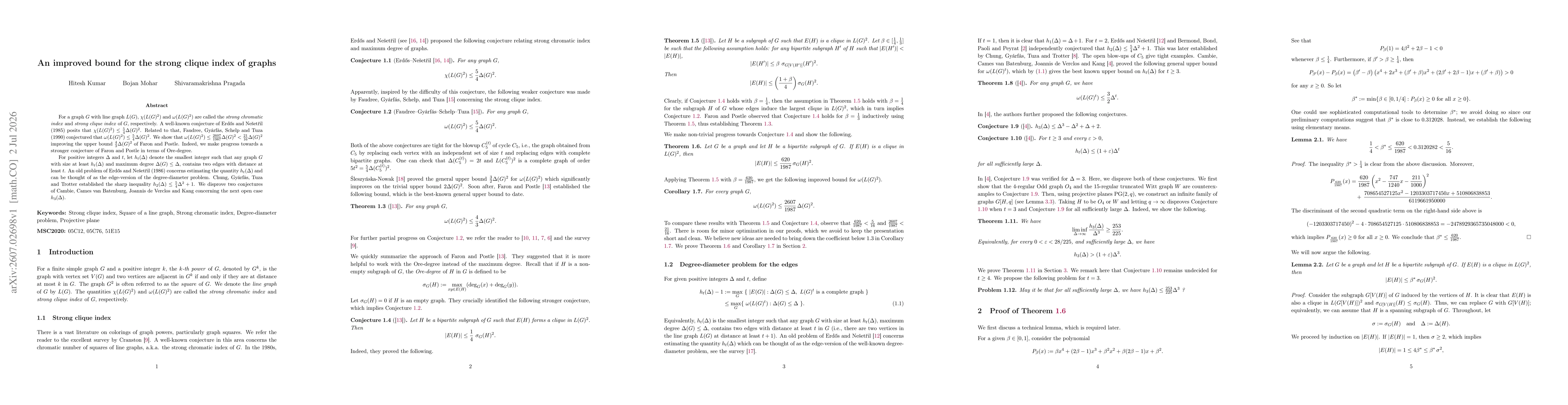 Thumbnail for An improved bound for the strong clique index of graphs