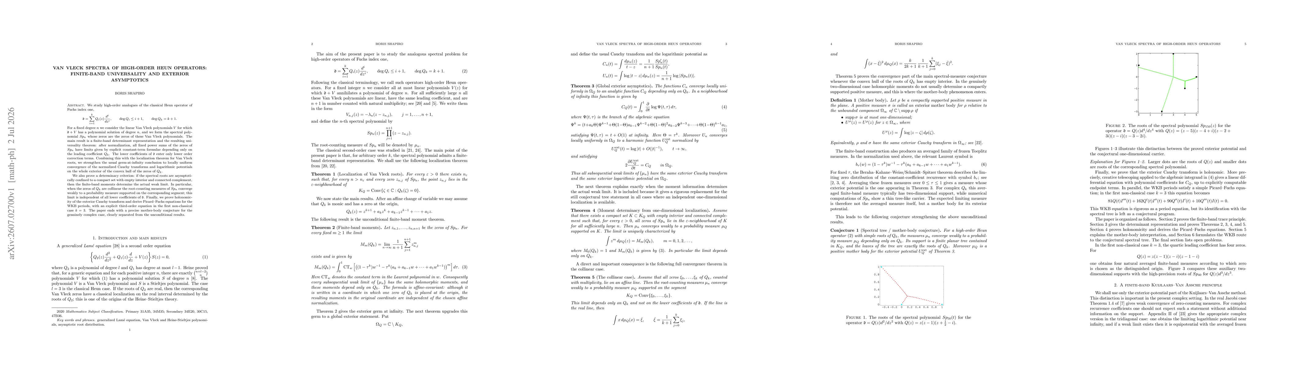 Thumbnail for Van Vleck spectra of high-order Heun operators:\ finite-band universality and exterior asymptotics