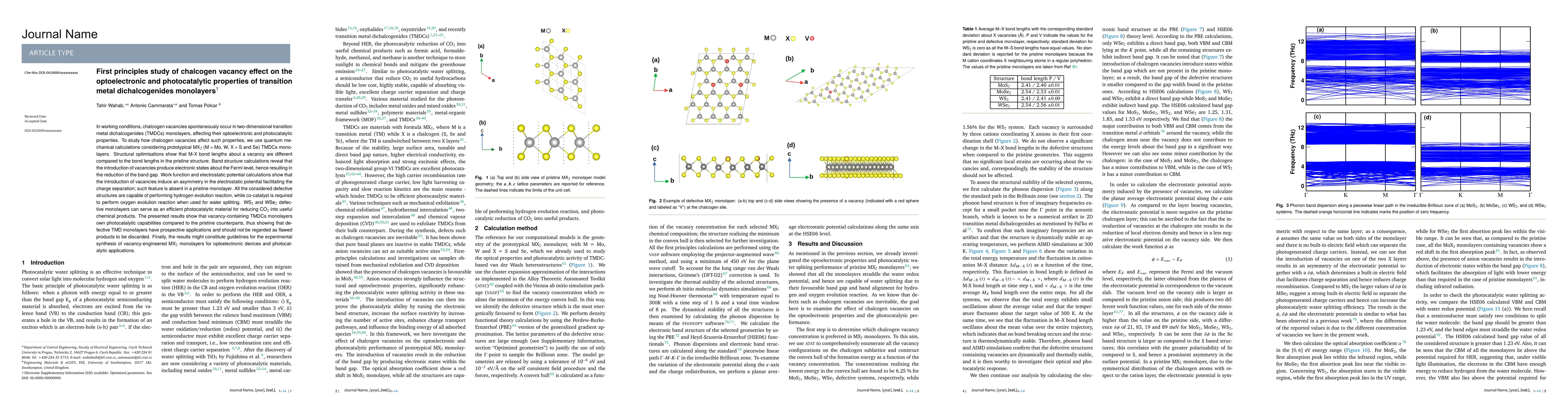 Thumbnail for First principles study of chalcogen vacancy effect on the optoelectronic and photocatalytic properties of transition metal dichalcogenides monolayers