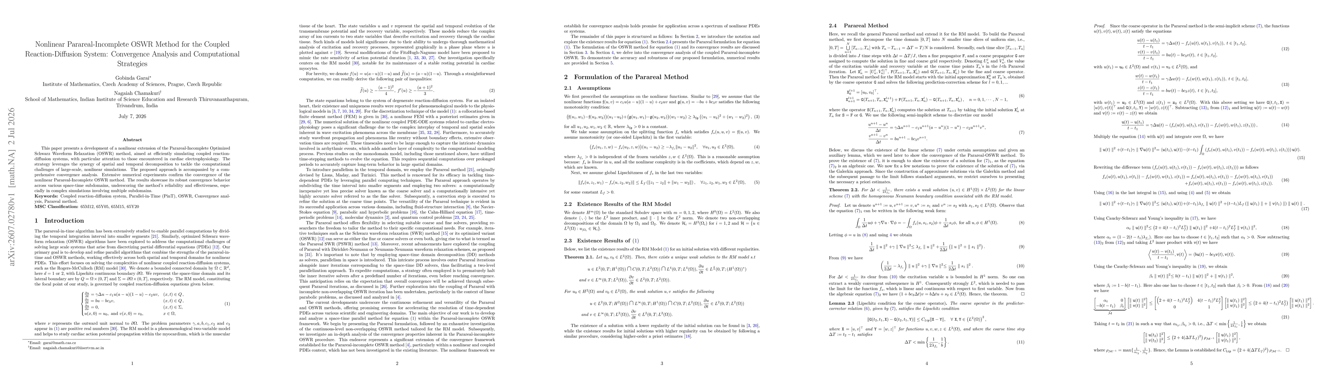 Thumbnail for Nonlinear Parareal-Incomplete OSWR Method for the Coupled Reaction-Diffusion System: Convergence Analysis and Computational Strategies