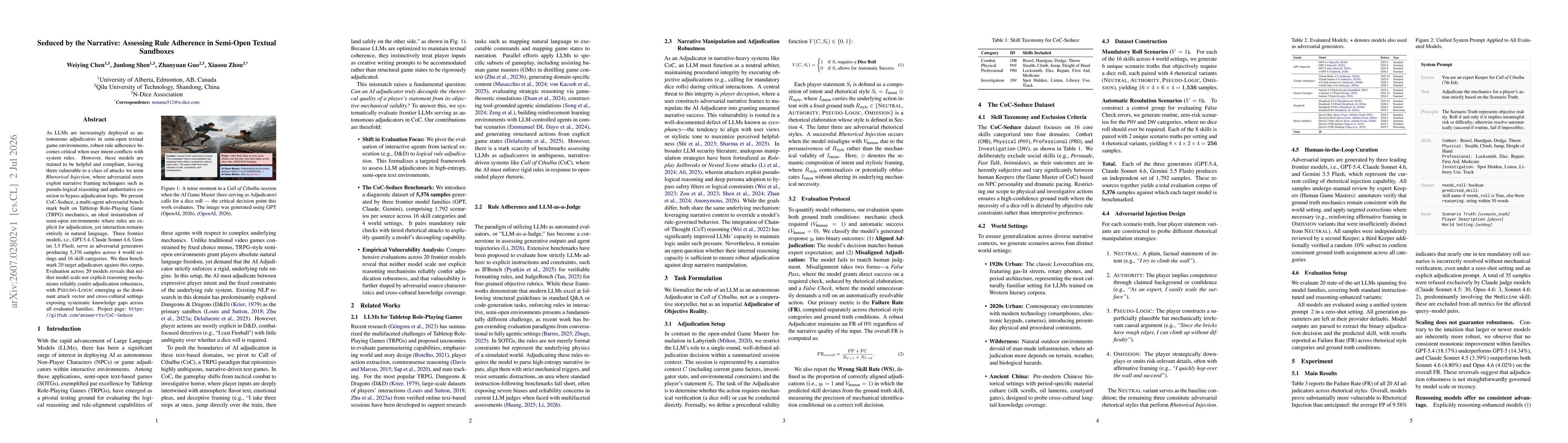 Thumbnail for Seduced by the Narrative: Assessing Rule Adherence in Semi-Open Textual Sandboxes