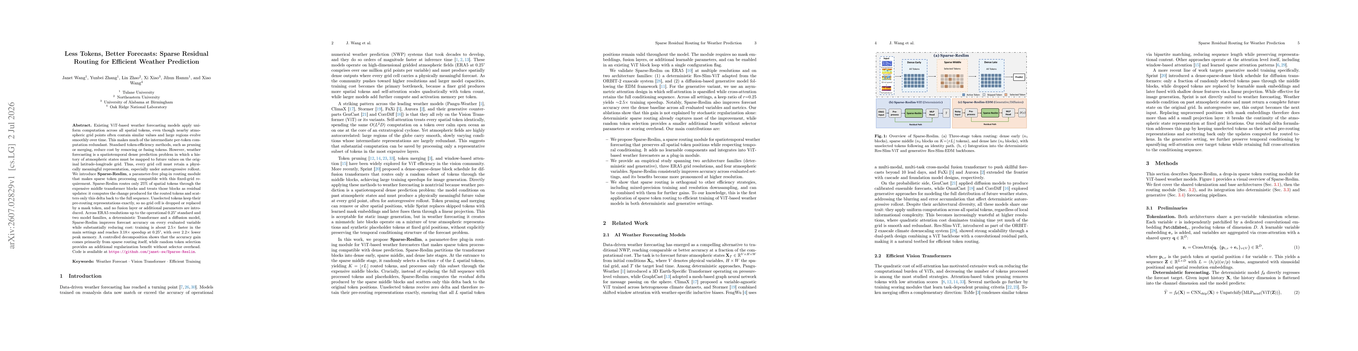 Thumbnail for Less Tokens, Better Forecasts: Sparse Residual Routing for Efficient Weather Prediction