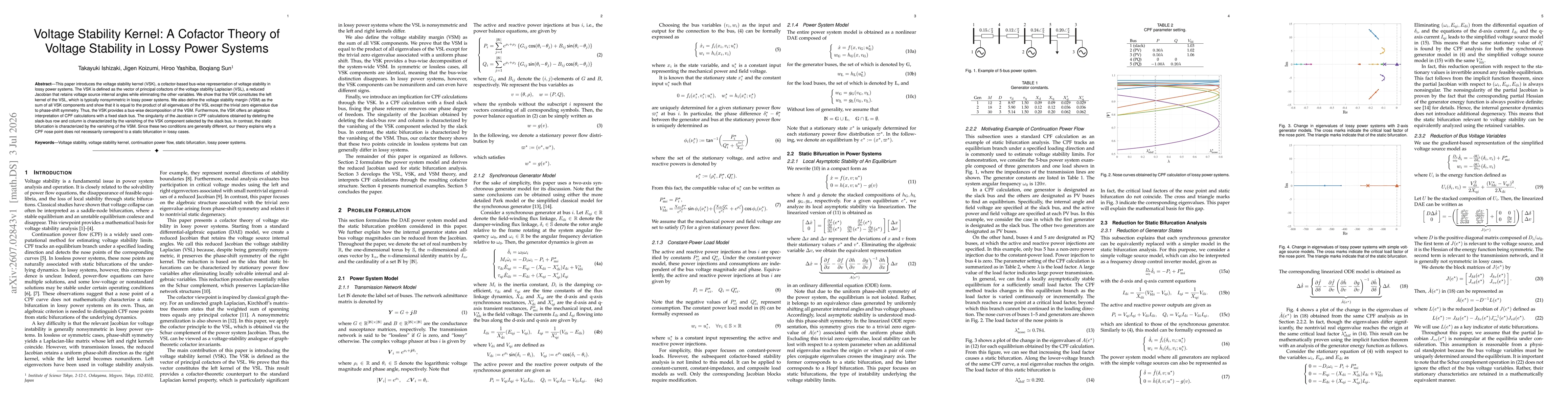 Thumbnail for Voltage Stability Kernel: A Cofactor Theory of Voltage Stability in Lossy Power Systems