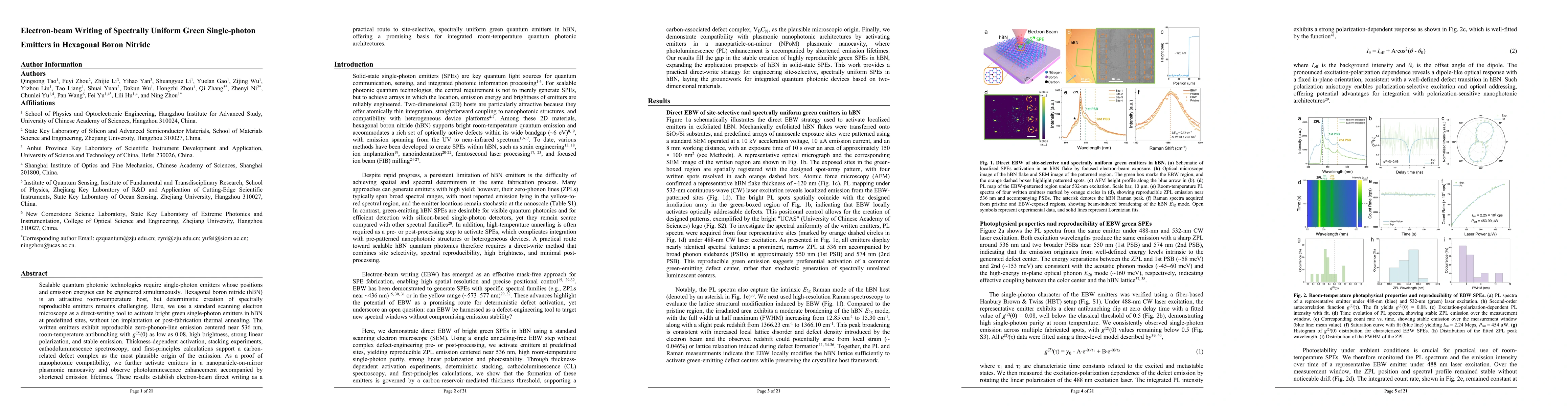 Thumbnail for Electron-beam Writing of Spectrally Uniform Green Single-photon Emitters in Hexagonal Boron Nitride