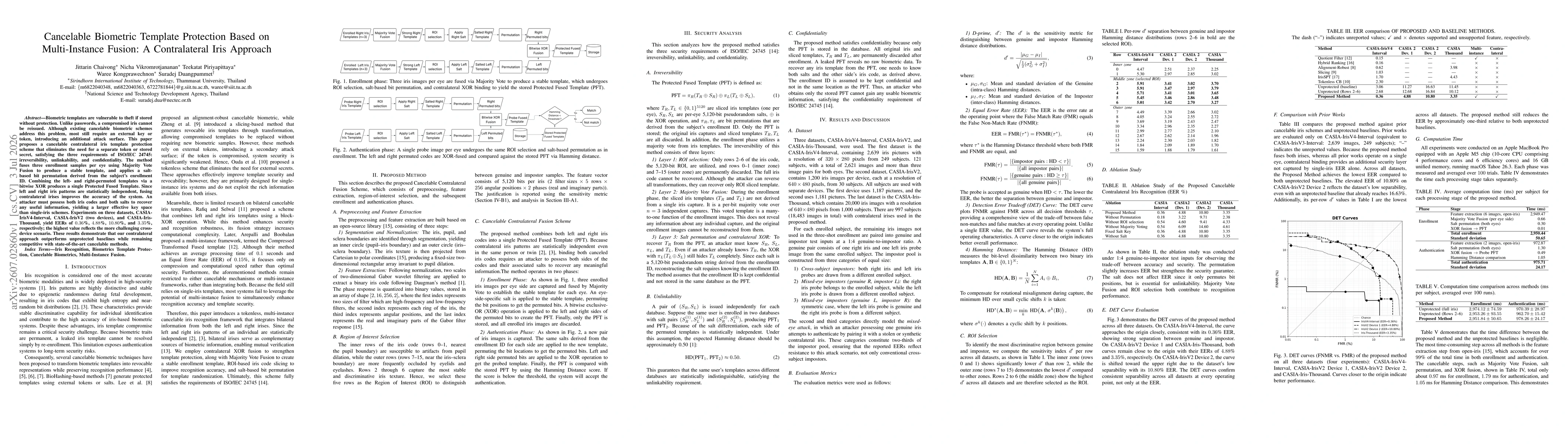 Thumbnail for Cancelable Biometric Template Protection Based on Multi-Instance Fusion: A Contralateral Iris Approach
