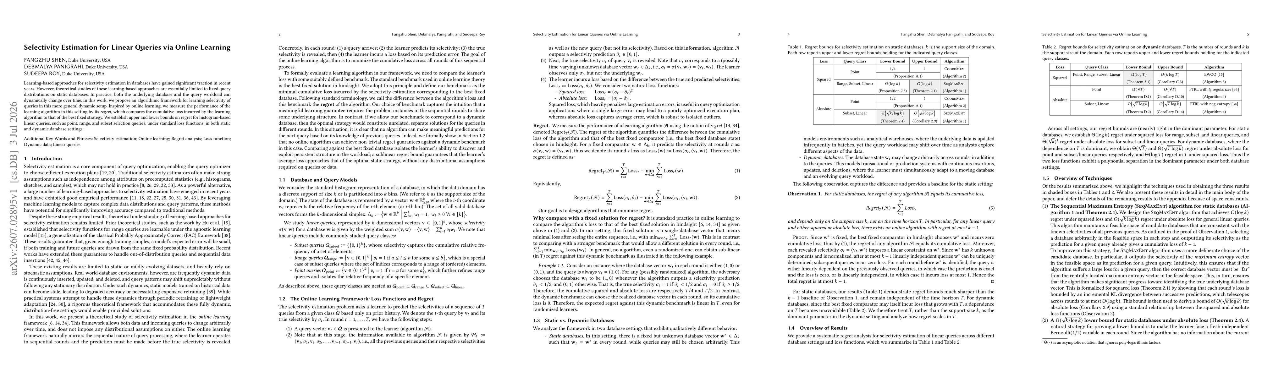 Thumbnail for Selectivity Estimation for Linear Queries via Online Learning