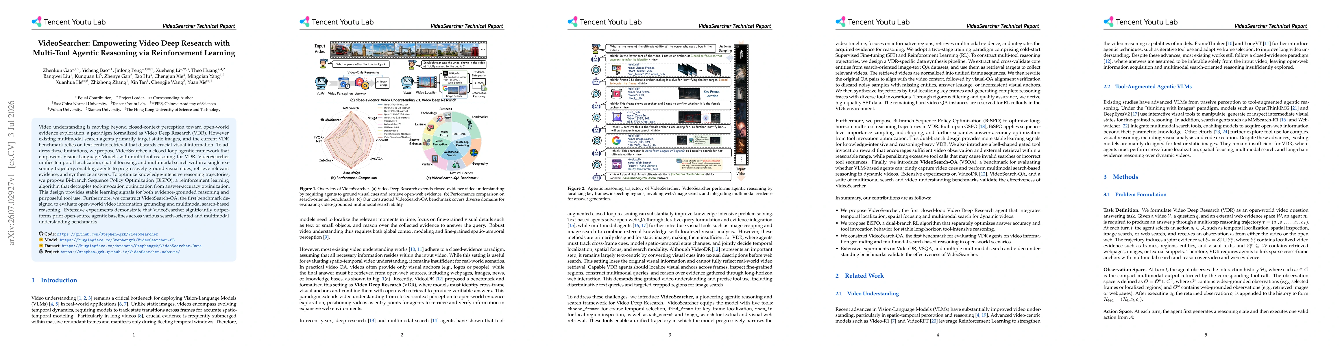 Thumbnail for VideoSearcher: Empowering Video Deep Research with Multi-Tool Agentic Reasoning via Reinforcement Learning