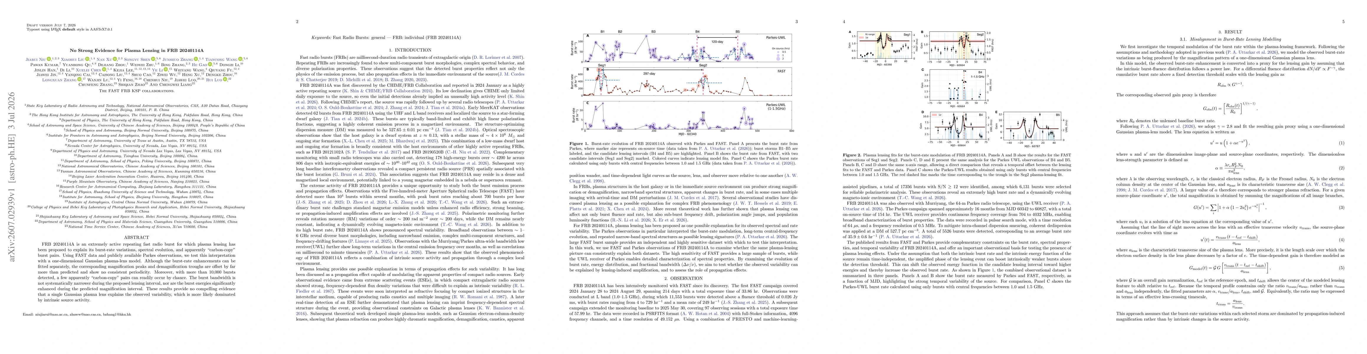 Thumbnail for No Strong Evidence for Plasma Lensing in FRB 20240114A