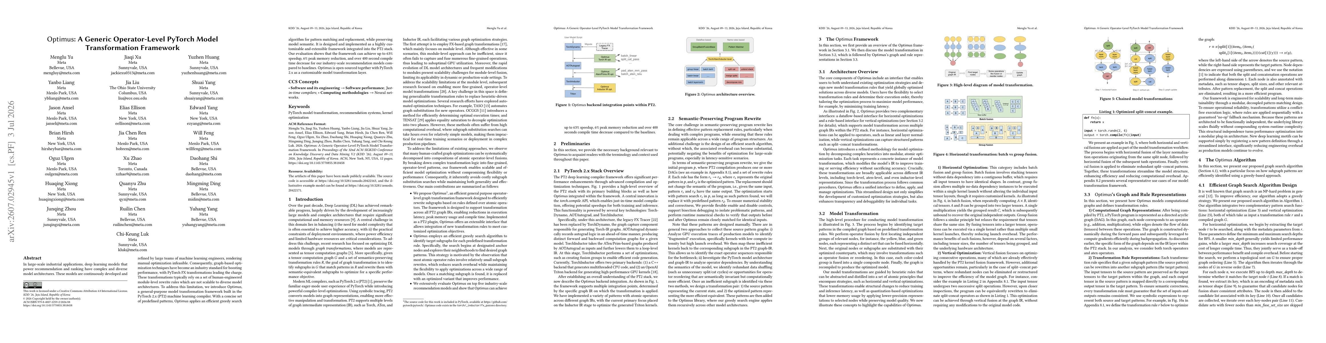 Thumbnail for Optimus: A Generic Operator-Level PyTorch Model Transformation Framework