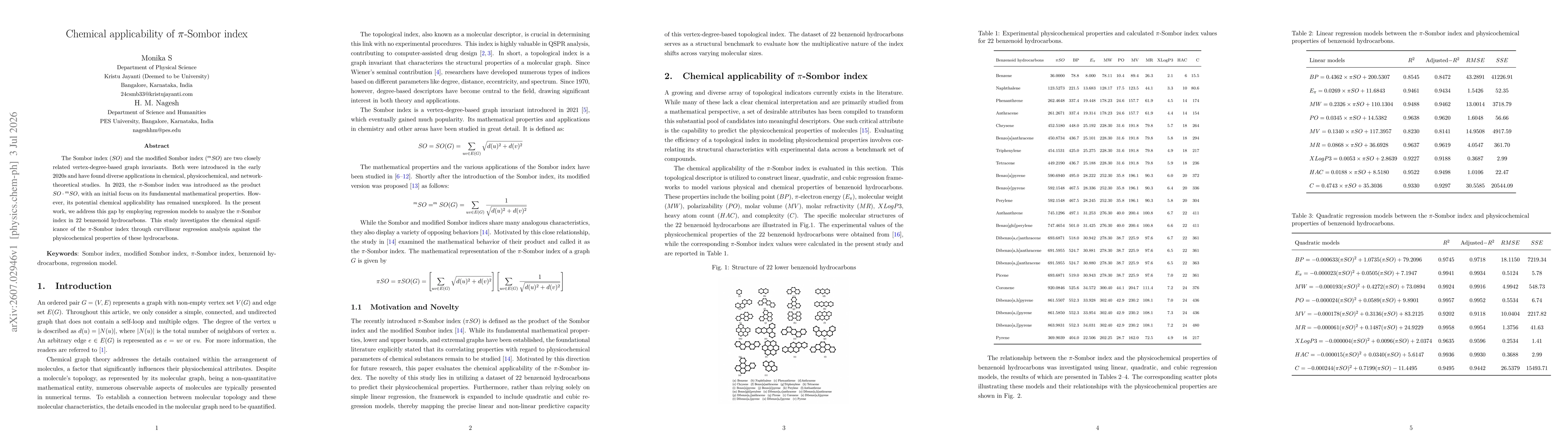 Thumbnail for Chemical applicability of $π$-Sombor index