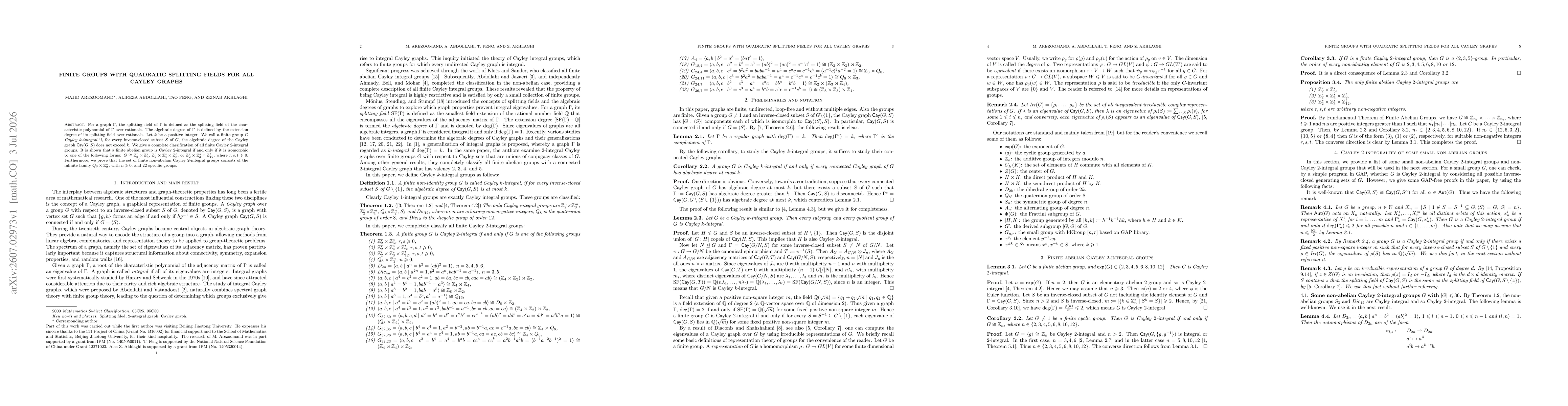 Thumbnail for Finite groups with quadratic splitting fields for all Cayley graphs