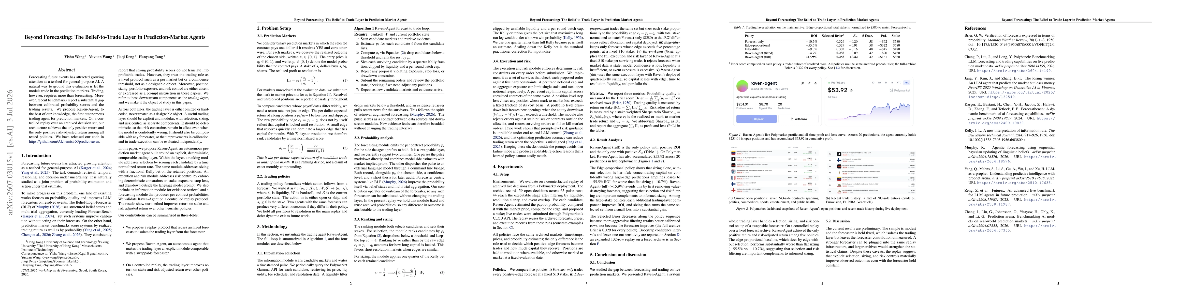 Thumbnail for Beyond Forecasting: The Belief-to-Trade Layer in Prediction-Market Agents