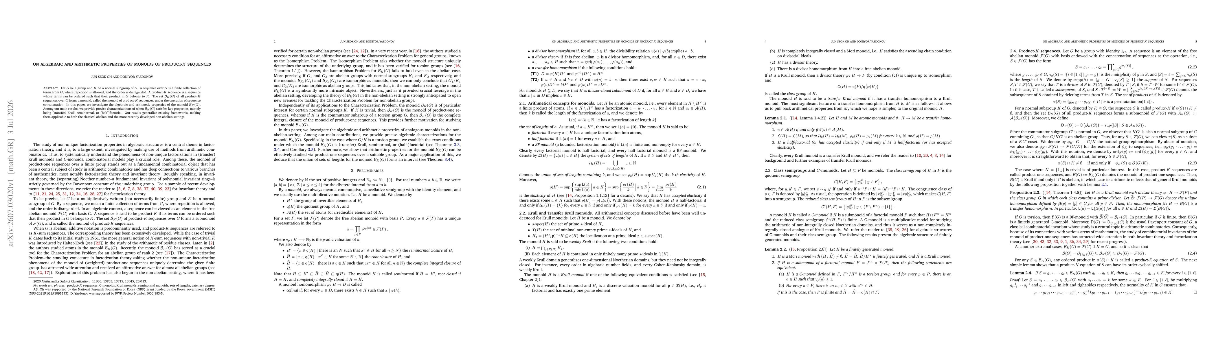Thumbnail for On algebraic and arithmetic properties of monoids of product-$K$ sequences