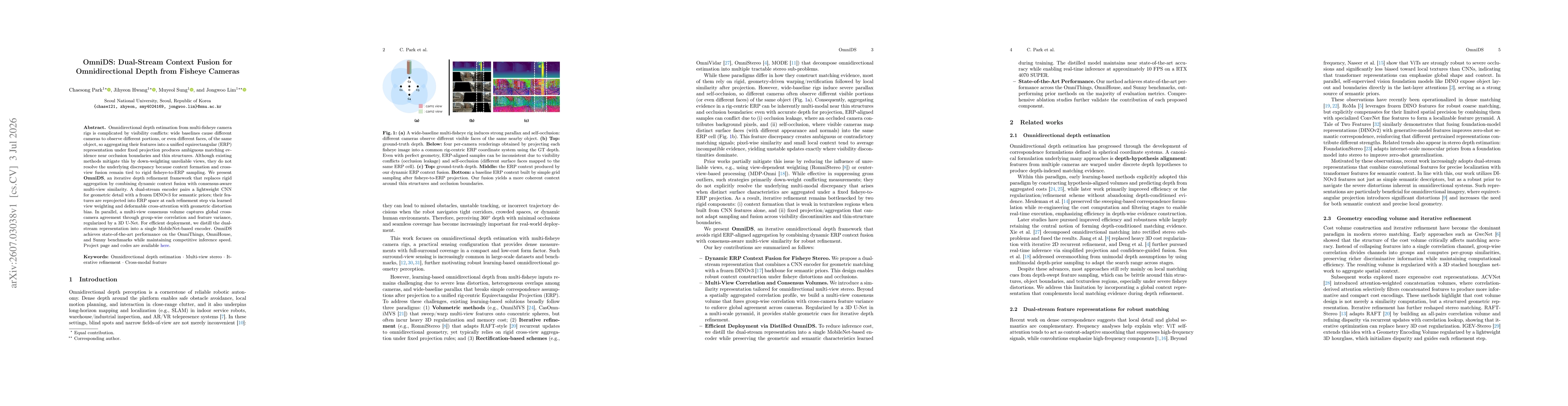 Thumbnail for OmniDS: Dual-Stream Context Fusion for Omnidirectional Depth from Fisheye Cameras