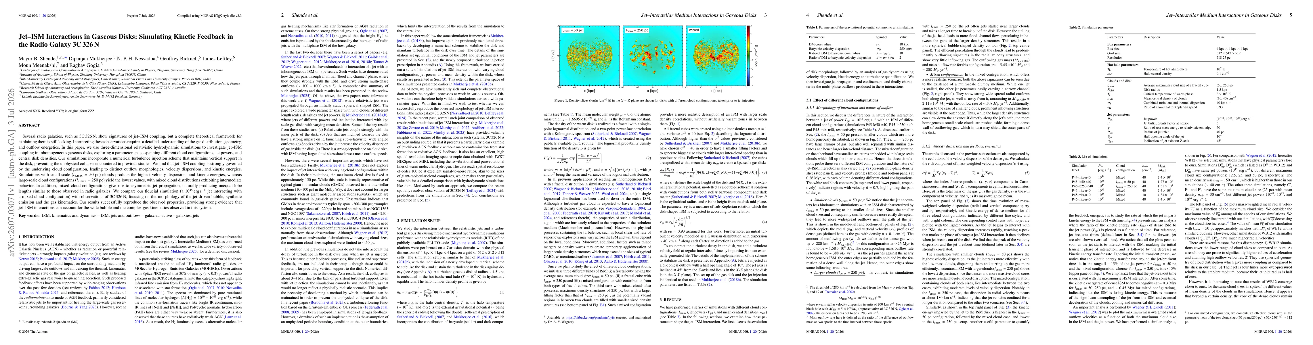 Thumbnail for Jet--ISM Interactions in Gaseous Disks: Simulating Kinetic Feedback in the Radio Galaxy 3C 326 N