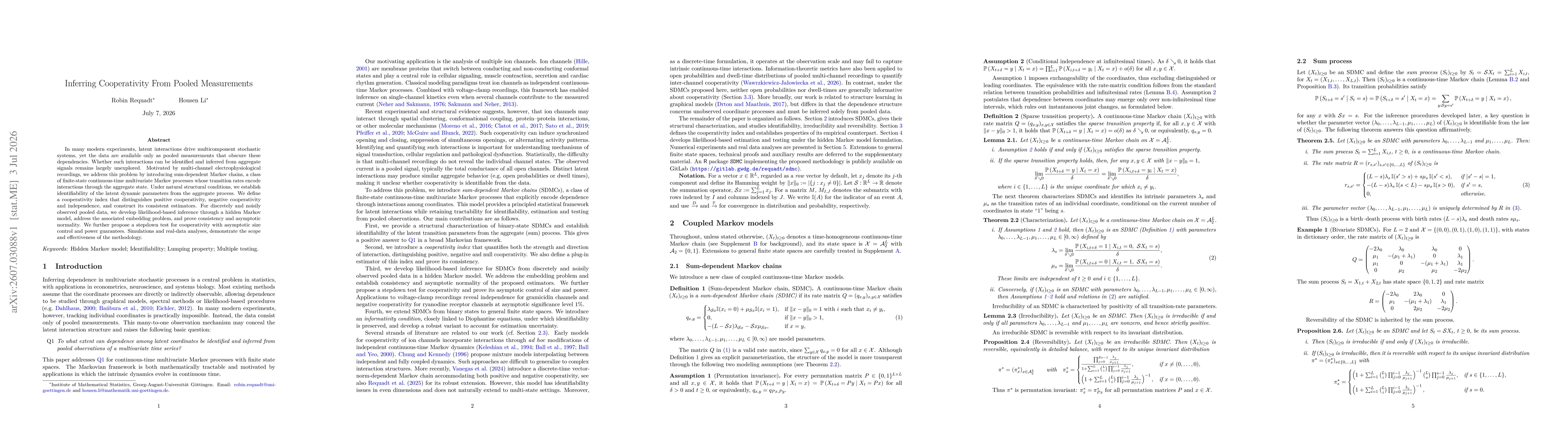 Thumbnail for Inferring Cooperativity From Pooled Measurements